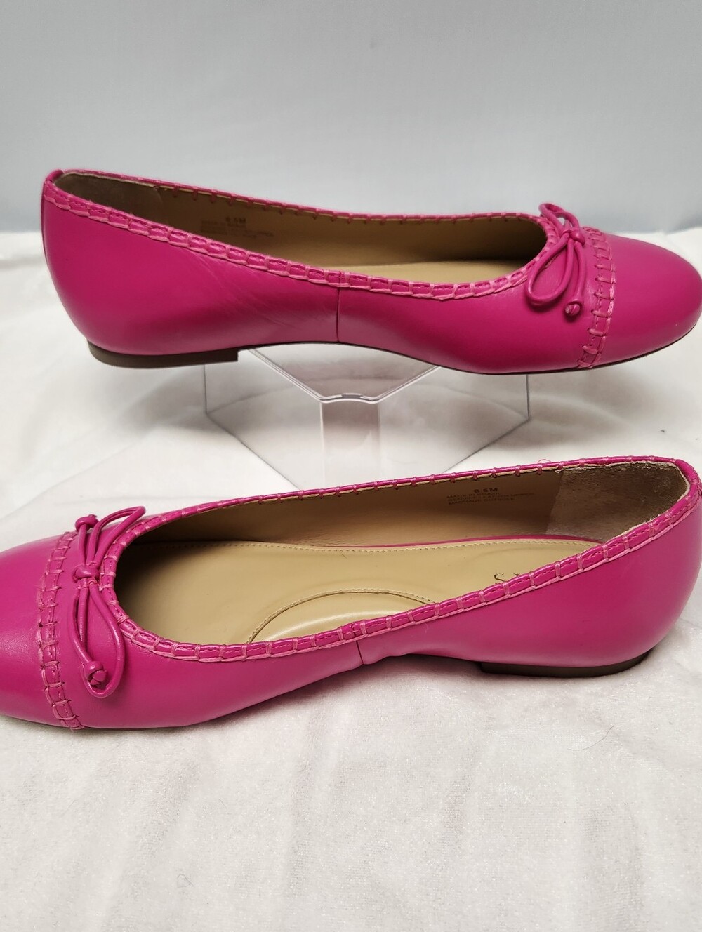 Talbots Hot Pink Leather Bow Ballet Flats
